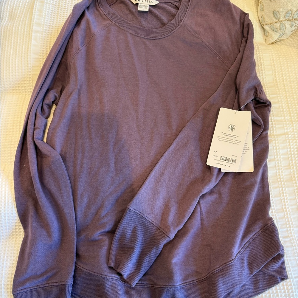 NWT Athleta Purple Crewneck Sweatshirt, size small